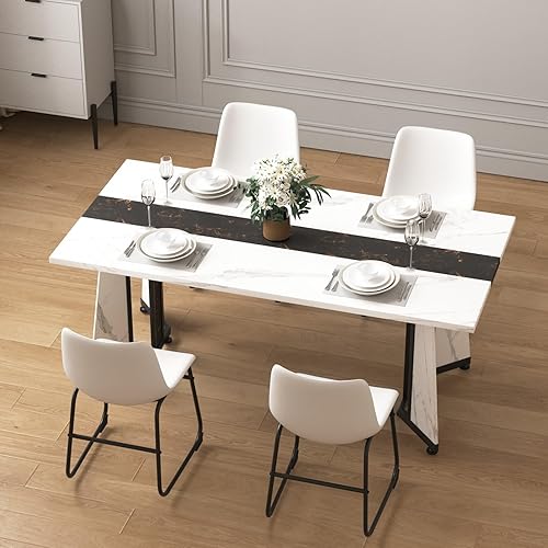 Miniatura 5 de Juego de 4 sillas de comedor de piel sintética, juego de sillas de comedor con respaldo alto de 18 pulgadas, 4 sillas modernas para mesa de comedor,