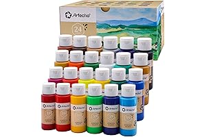ARTECHO 24-Color Gloss Acrylic Paint Set (2oz / 59ml Per Bottle)