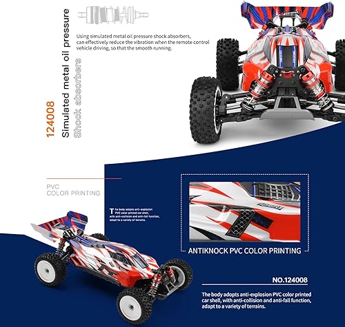 Miniatura 5 de GoolRC WLtoys 124008 - Autos RC sin escobillas para adultos, auto de control remoto a escala 112, 4WD 60 KMH, auto de carreras de alta velocidad,