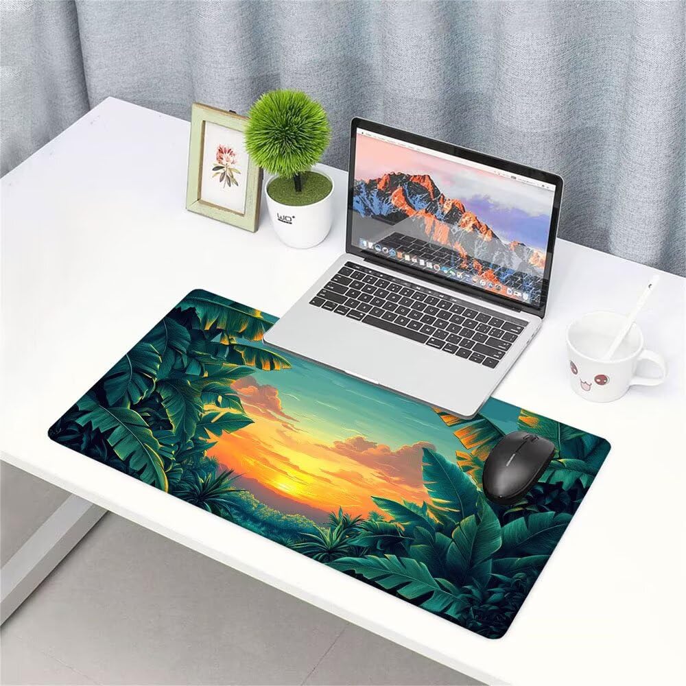 Podkładka pod mysz XXL 1000 x 400 x 3 mm, podkładka pod mysz do gier zachód słońca rośliny podkładka pod mysz mata biurkowa akcesoria biurkowe antypoślizgowa podstawa wysokiej precyzji śledzenia, do