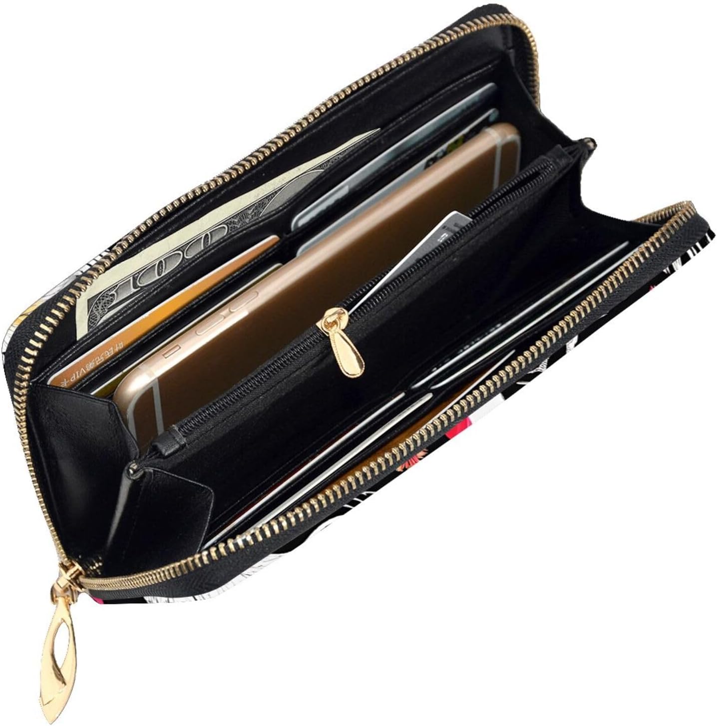 Leather Long Hand-Held Cute Rooster Chickens Wallet, Men'S And Women'S Wallets, With Hidden Compartments, Passbook Slot, Id Slot.