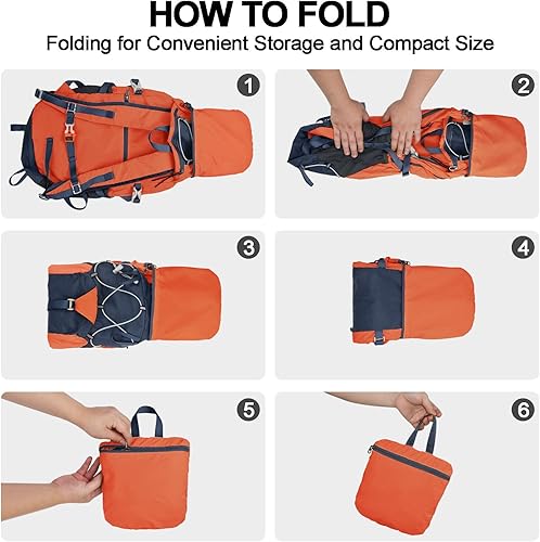 Miniatura 7 de Seektop Mochila de senderismo ultraligera y plegable de 20 litros, resistente al agua, plegable, para hombres y mujeres, compacta para senderismo,