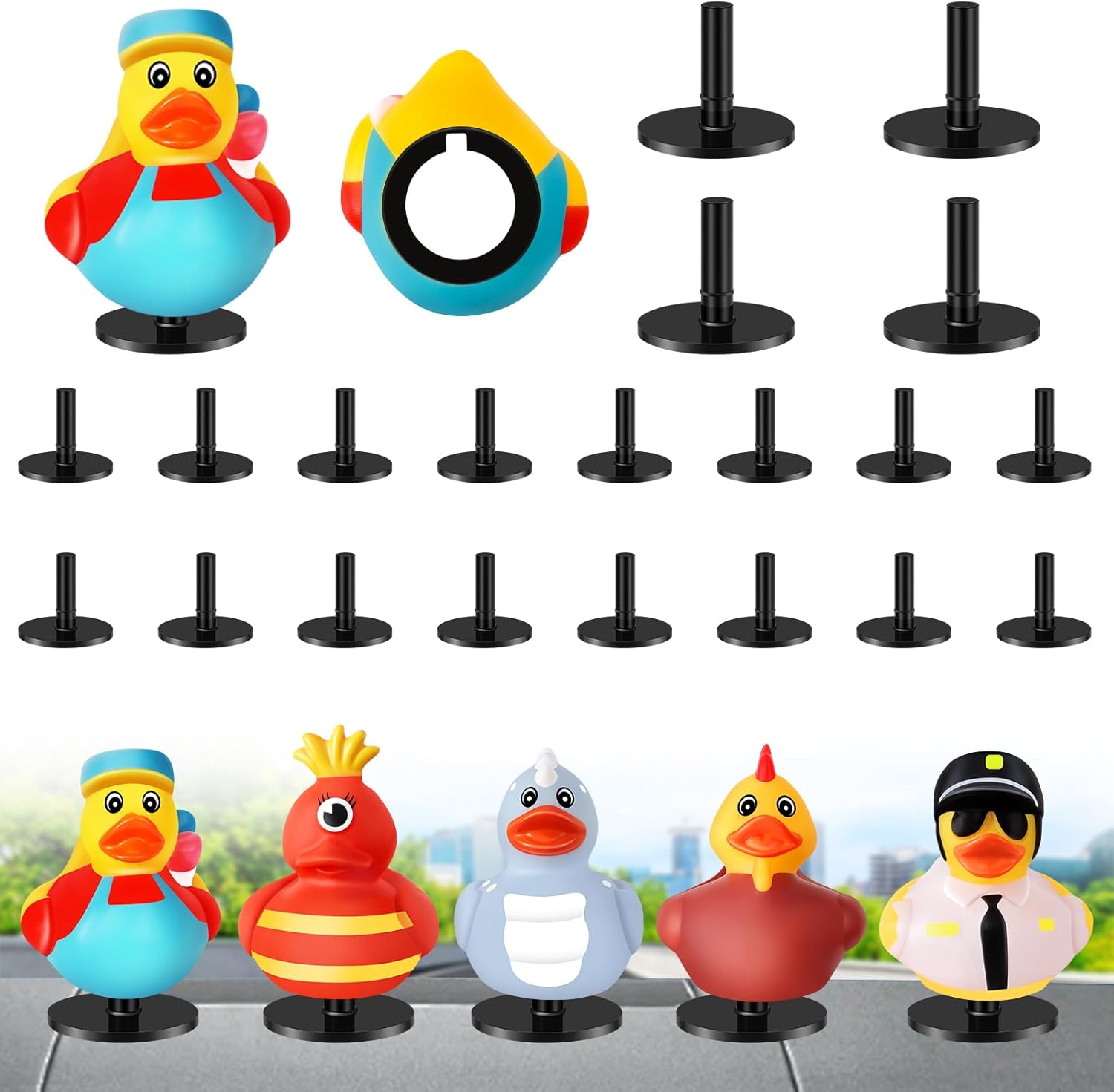 40 Pcs Duck Holder, Rubber Duck Plug Holders for Car Dash, Rubber Duck Mounts for Car Dashboard, Car Accessories for Duck, Gift for Off-Road Vehicle Lover, Birthday Gifts