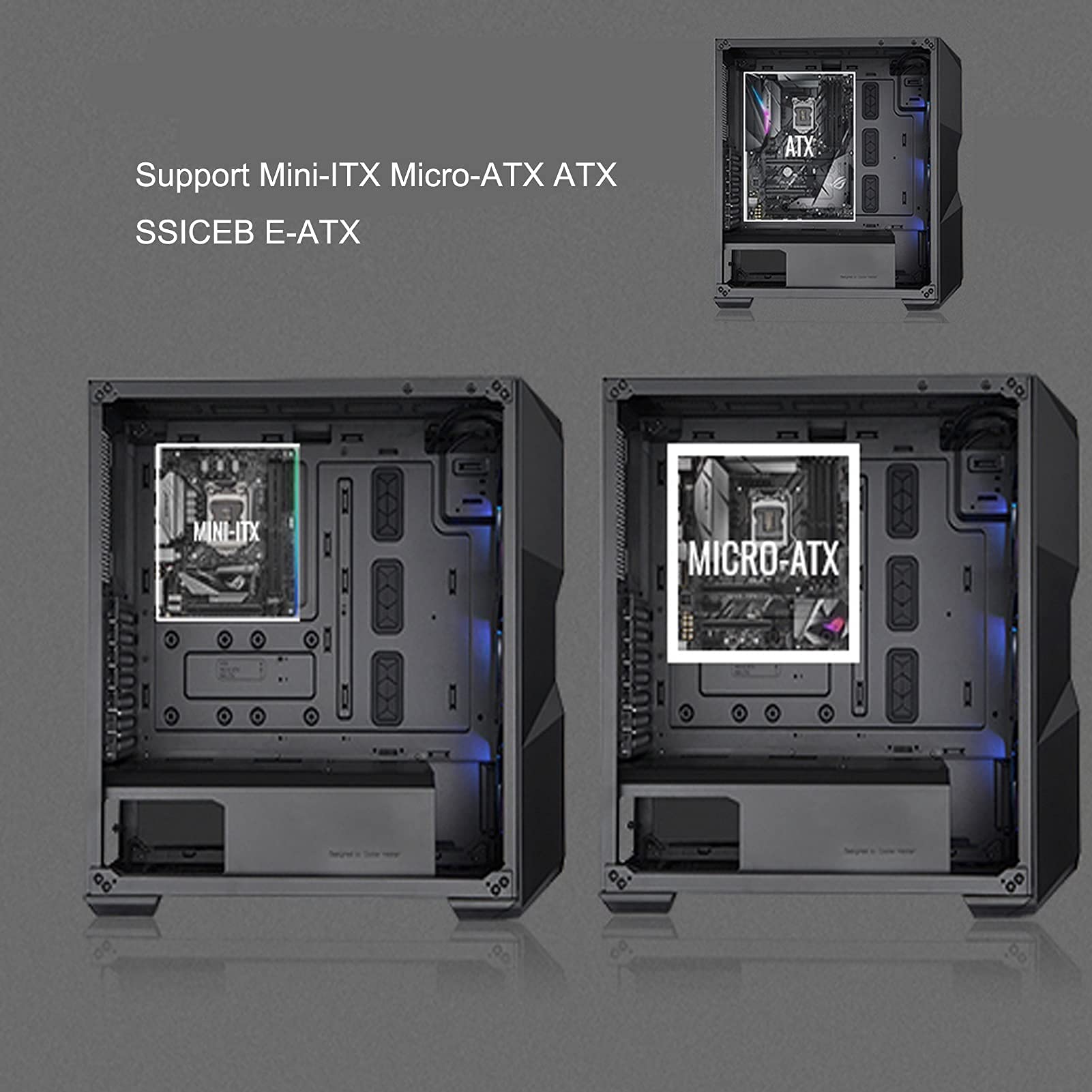 Gra Komputerowa Case, Mini-ITX, Micro-ATX, ATX, SSI CEB, E-ATX Case Gry, 3D Pełna Przezroczysta Panel Boczny, USB3.0 / USB 2.0, Chłodzenie Pomocy Technicznej(A)