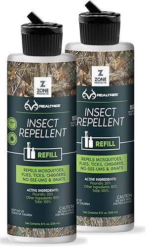 Zone Realtree Picaridin - Repelente de insectos de 8 onzas, paquete doble de repuesto protección de picaridina de 12 horas contra mosquitos,