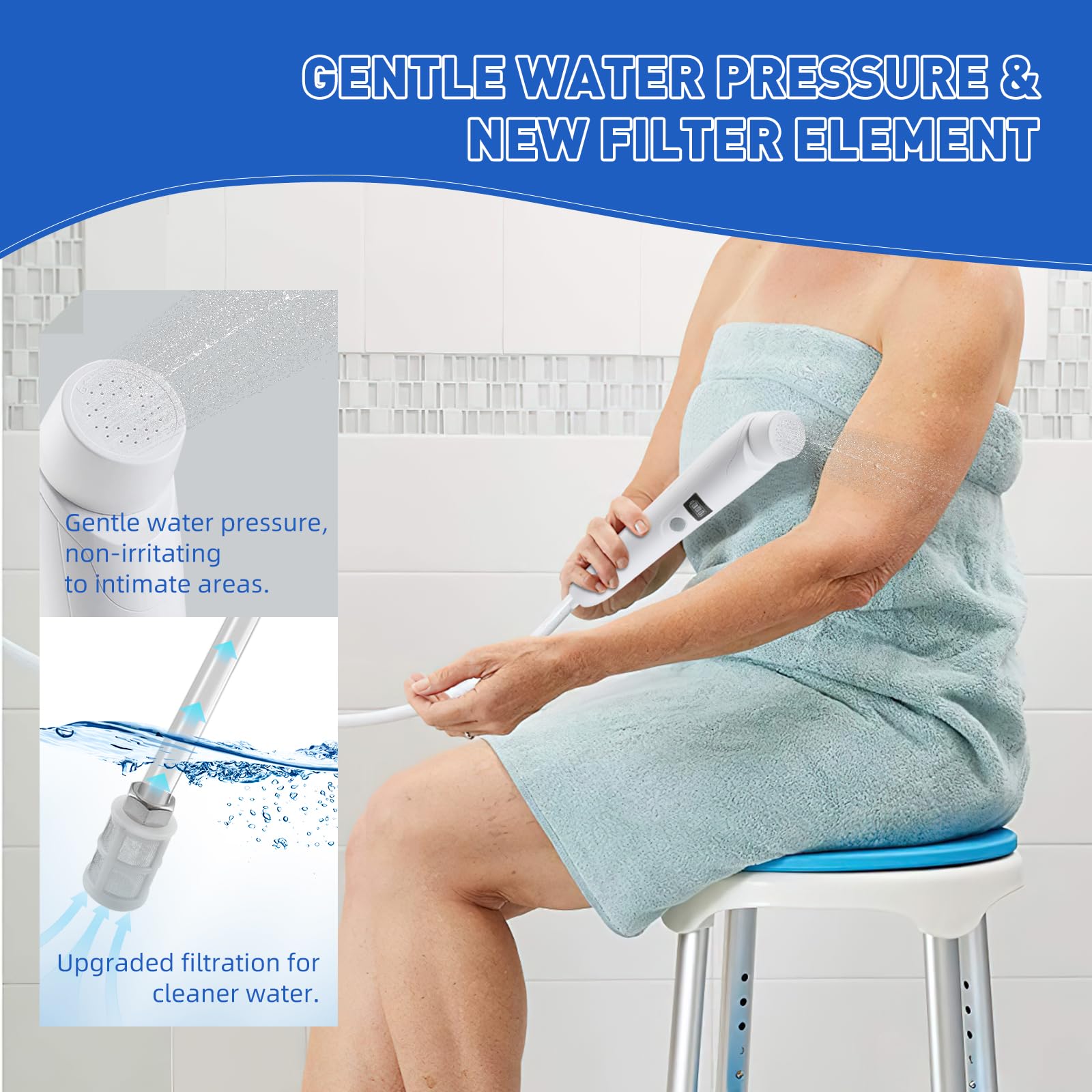 Bidet Portatile, 1L Bidet Elettrico, Spruzzatore Portatile per Bidet, Doccia Portatile Campeggio, Può Essere ricaricato, Campeggio, Doccia Unisex Adulto