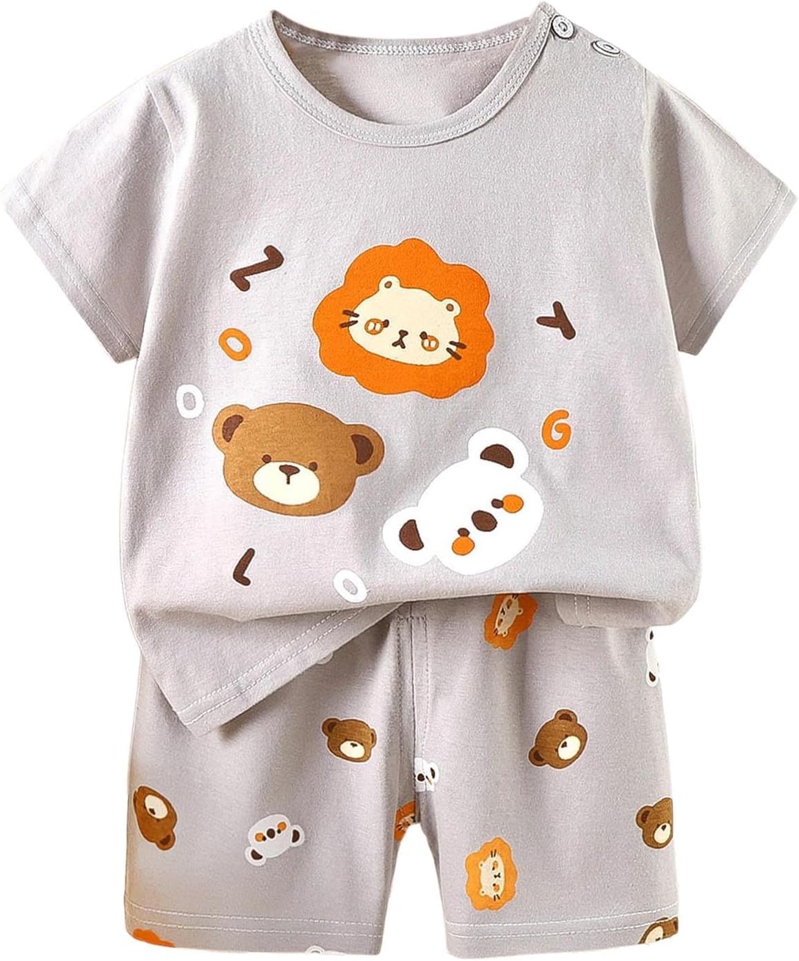 Boy'S Summer Beach Outfits Casual Two Piece Short Sleeve T Shirt Top Shorts Sets Cartoon Printed Crewneck Breathable Clothing