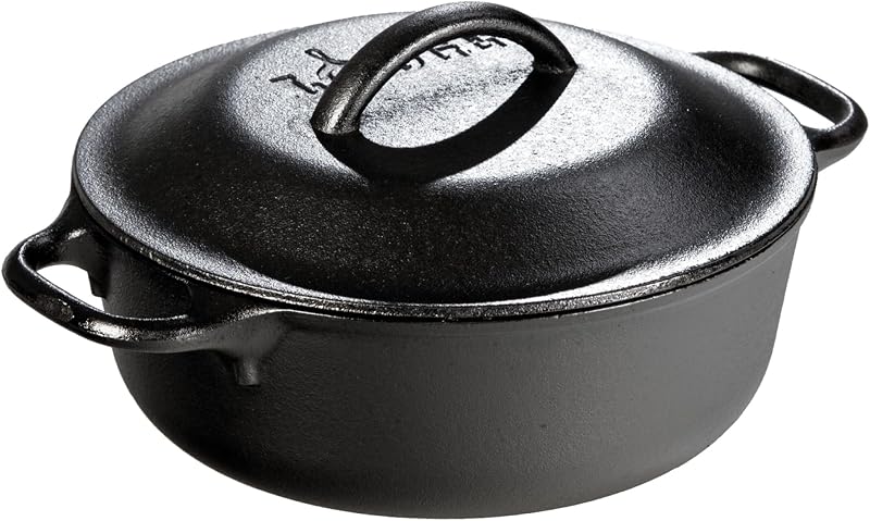Cast Iron Dutch Oven with Loop Handle, Oven-Safe, 2 Quart | PFAS-Free & Non-Toxic Oven-Safe Cast Iron Dutch Oven with Loop Handle, Even Heat Retention Every Day