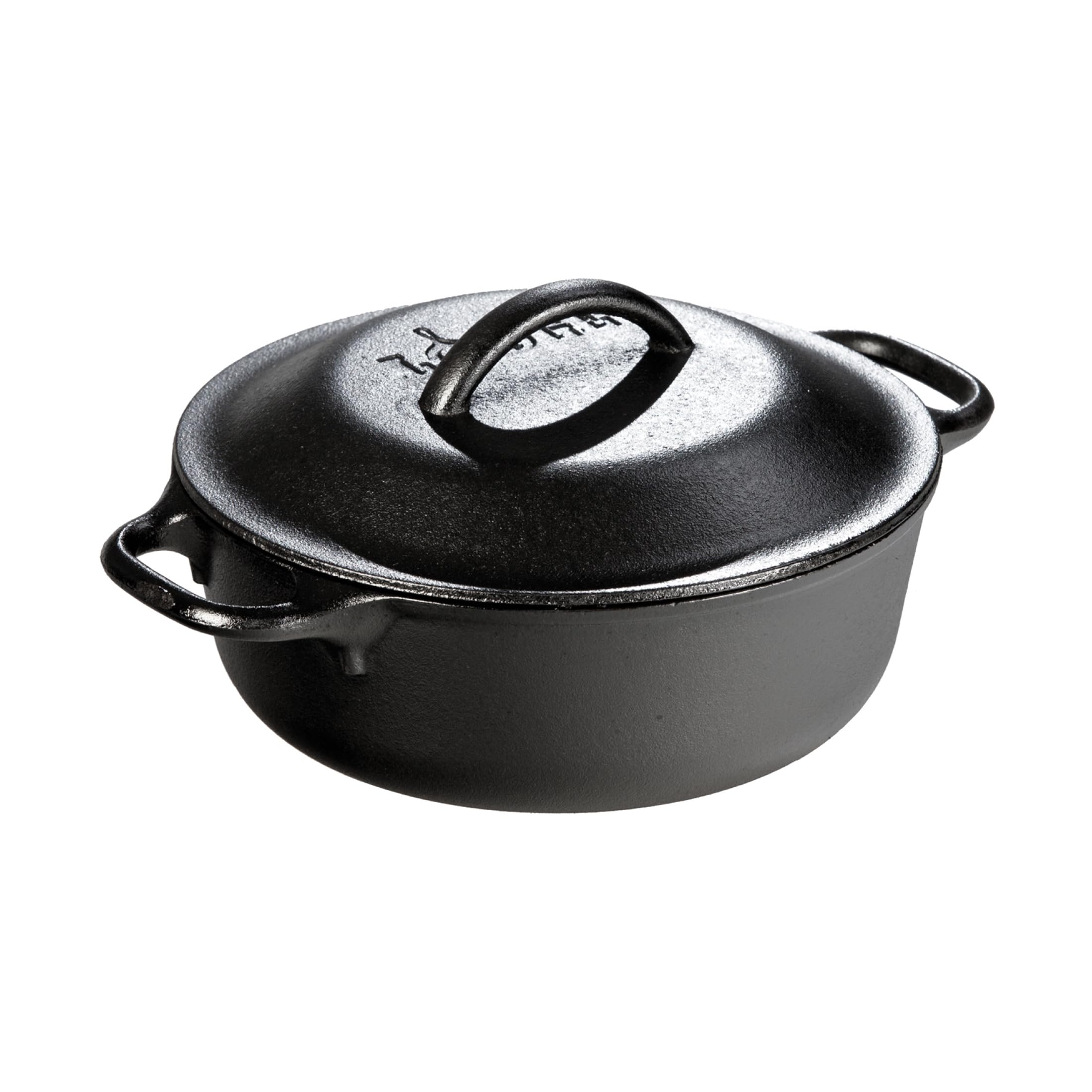 Lodge 1.89 litre / 2 quart Pre-Seasoned Cast Iron Dutch Oven/Serving Pot (with Loop Handles)