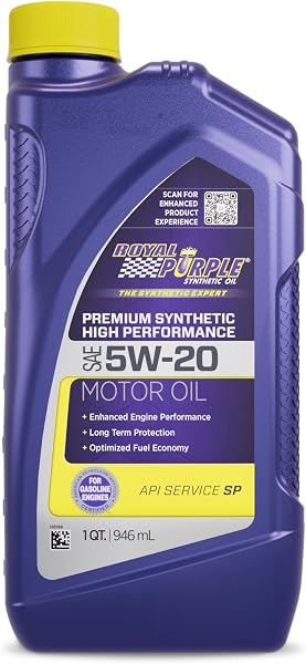 Royal Purple 51520 API-Licensed SAE 5W-20 High Performance Synthetic Motor Oil, 5 Quart Jug - 5