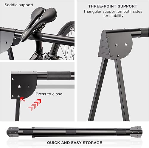 Miniatura 4 de CXWXC Soporte para 3 bicicletas, soporte portátil para almacenamiento de bicicletas, para interiores y exteriores, soporte de bicicleta para