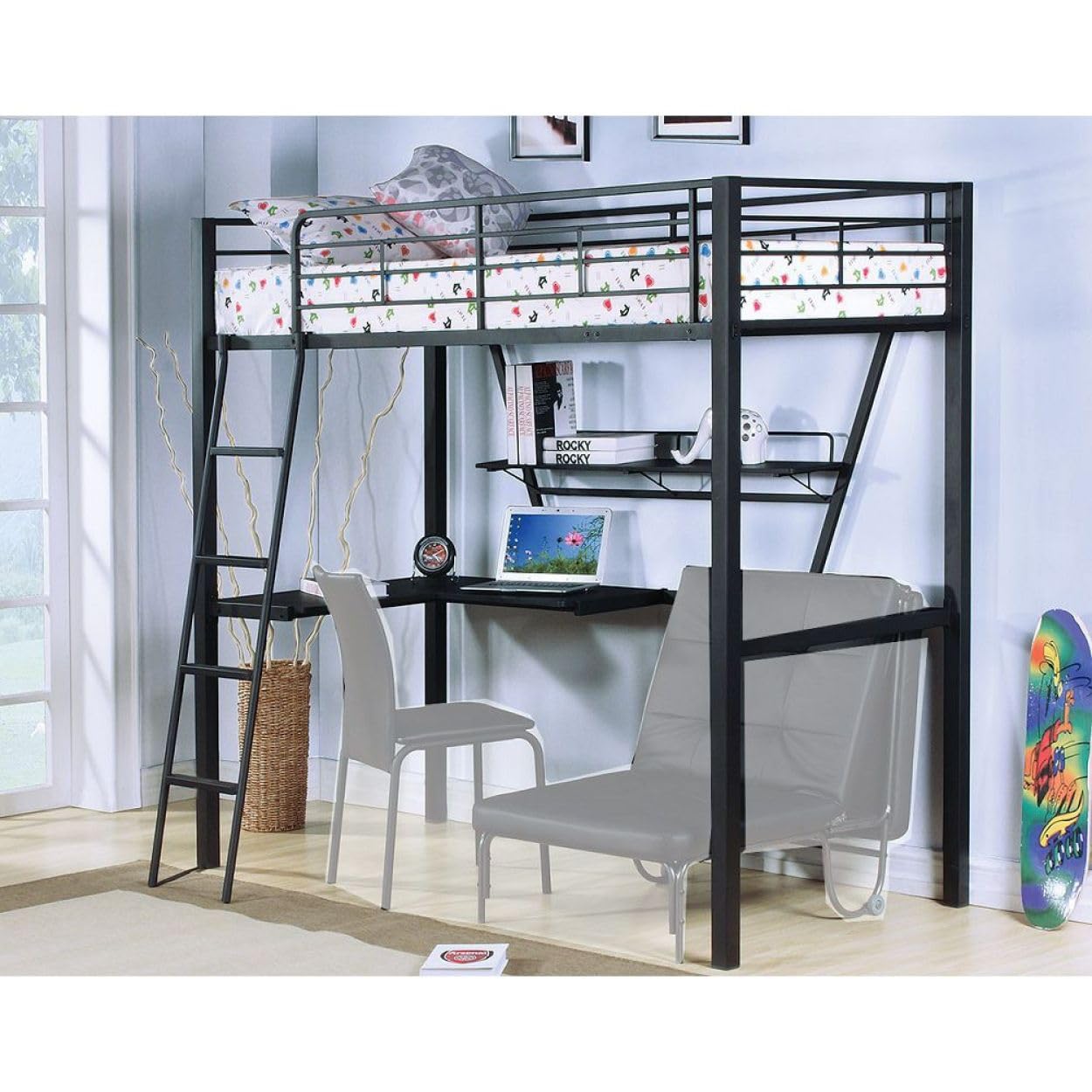 Senon twin Loft Bed & Desk in Silver (BOX 2 of 2 ONLY)