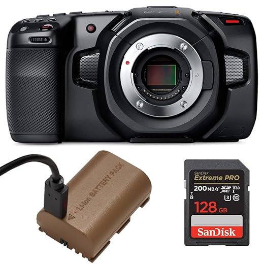 Blackmagic Design Pocket Cinema Camera 4K - Bundle with 64GB SDXC Memory Card, Green Extreme LP-E6N Rechargeable Lithium-Ion Battery Pack