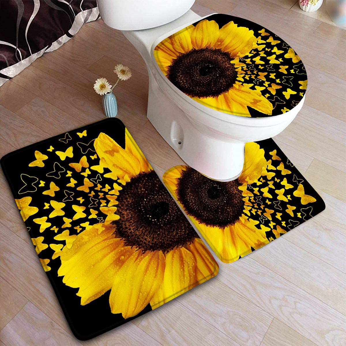 Tenda Da Doccia Con Girasoli E Colibrì - 170x172 Cm, In Poliestere Impermeabile, Stampa Digitale HD, Con Ganci, Per Bagno Rustico E Country - 3