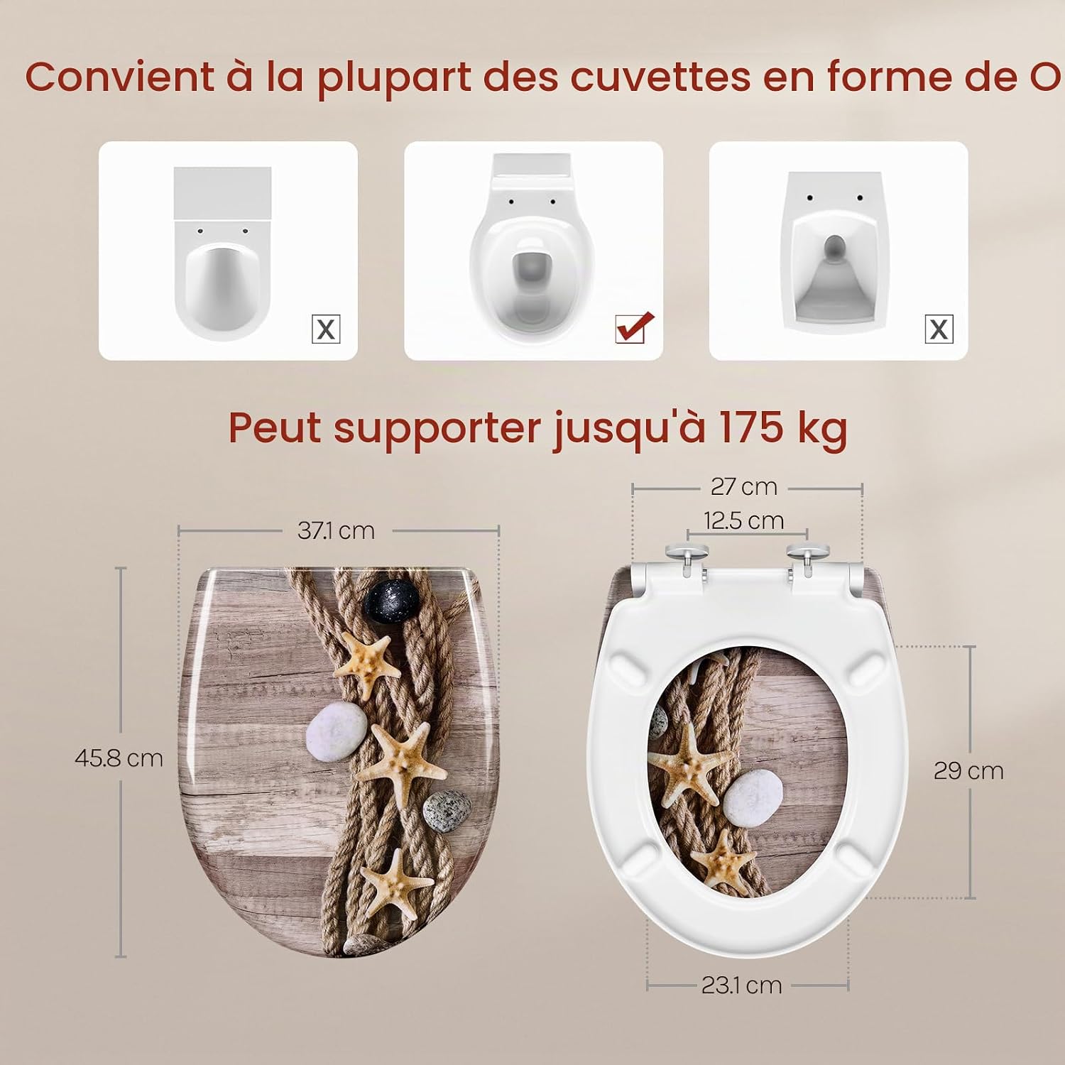 Abattant toilette fermeture lente et silencieuse – vue générale