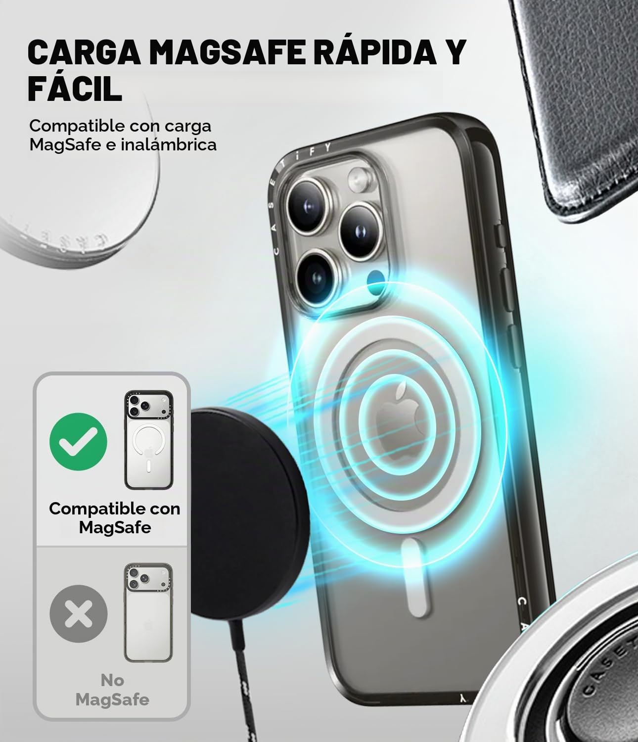 CASETiFY Funda compacta compatible con MagSafe para iPhone 16 Pro Max | Delgada y elegante | 4 pies de protección contra caídas de grado militar | I just want a little snack | Negro