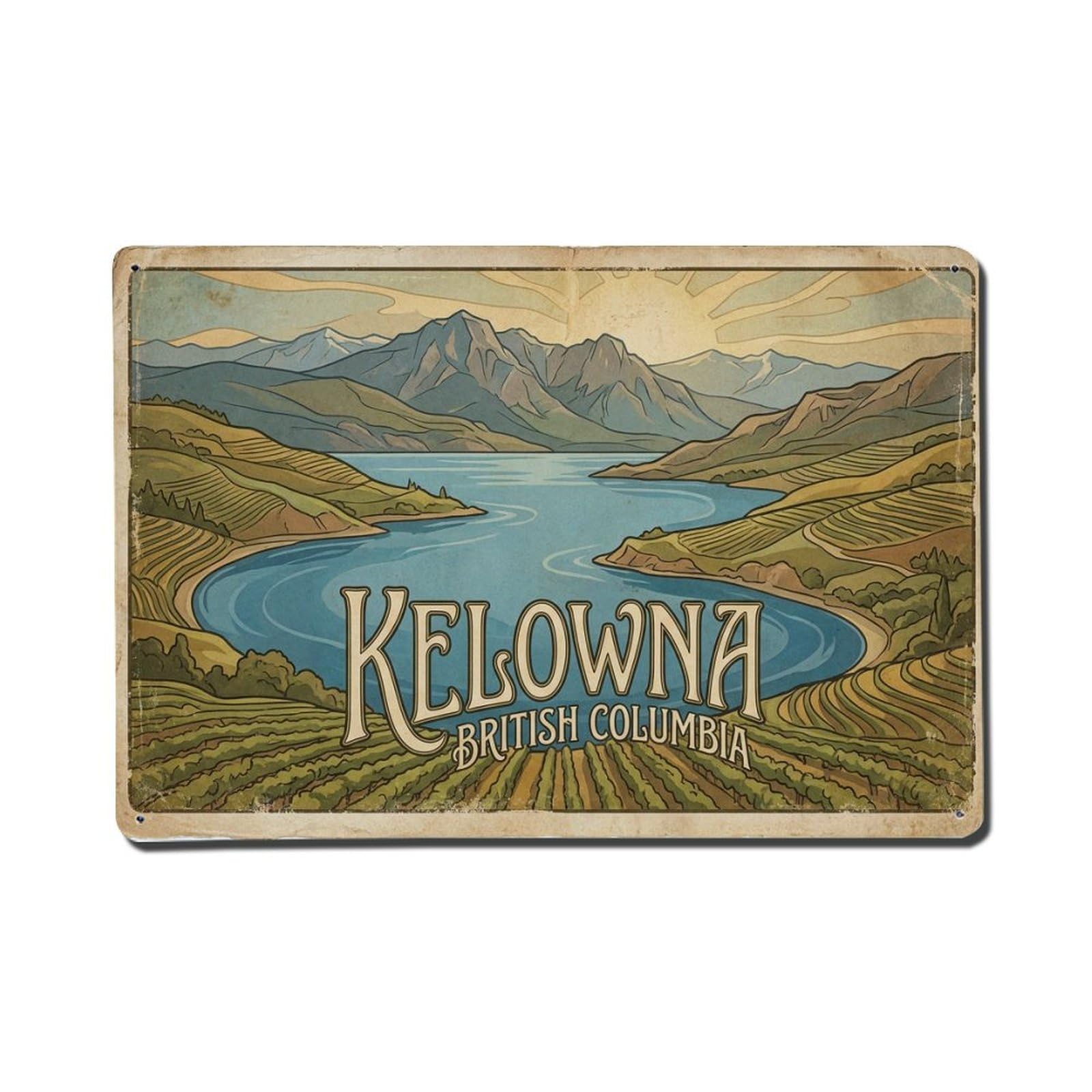 Xanthor Style Travel Vintage Canada Kelowna Metal Tin Sign