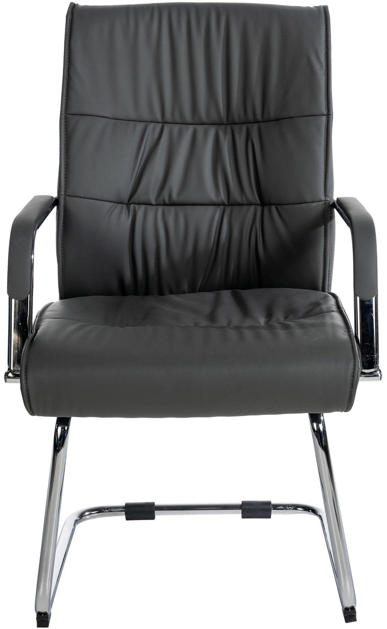 CLP Sedia Cantilever con Braccioli Sievert I Poltrona da Ufficio in Similpelle con Schienale I Sedia Ospiti in Metallo Cromato, Colore:Grigio