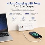 Bar électrique de bureau avec PD 20W USB C, Haiaoyyds Station de recharge de kiosque à nuit avec 3 Des sorties, 4 USB Ports, connecteur de protection de bureau 6.56FT Bouchon plat, Bureau de bureau, Maison (Blanc)