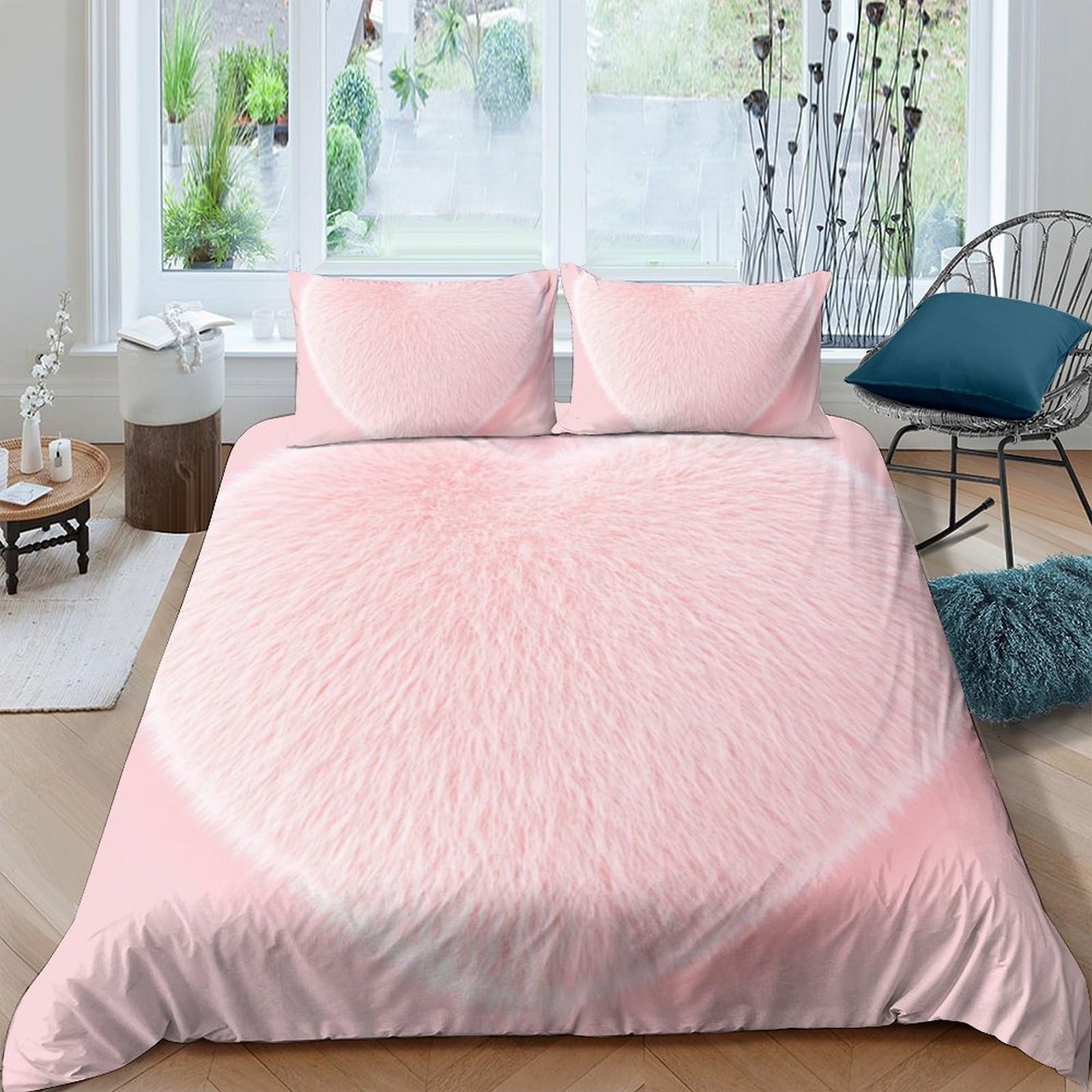 Ctjqhvkz Style-5 3D Printed Pink Gradient Fitted Sheet Microfiber Soft Bedroom Decor Fluffy Texture Mattress Cover For Home Guest Room Single（135X200cm）