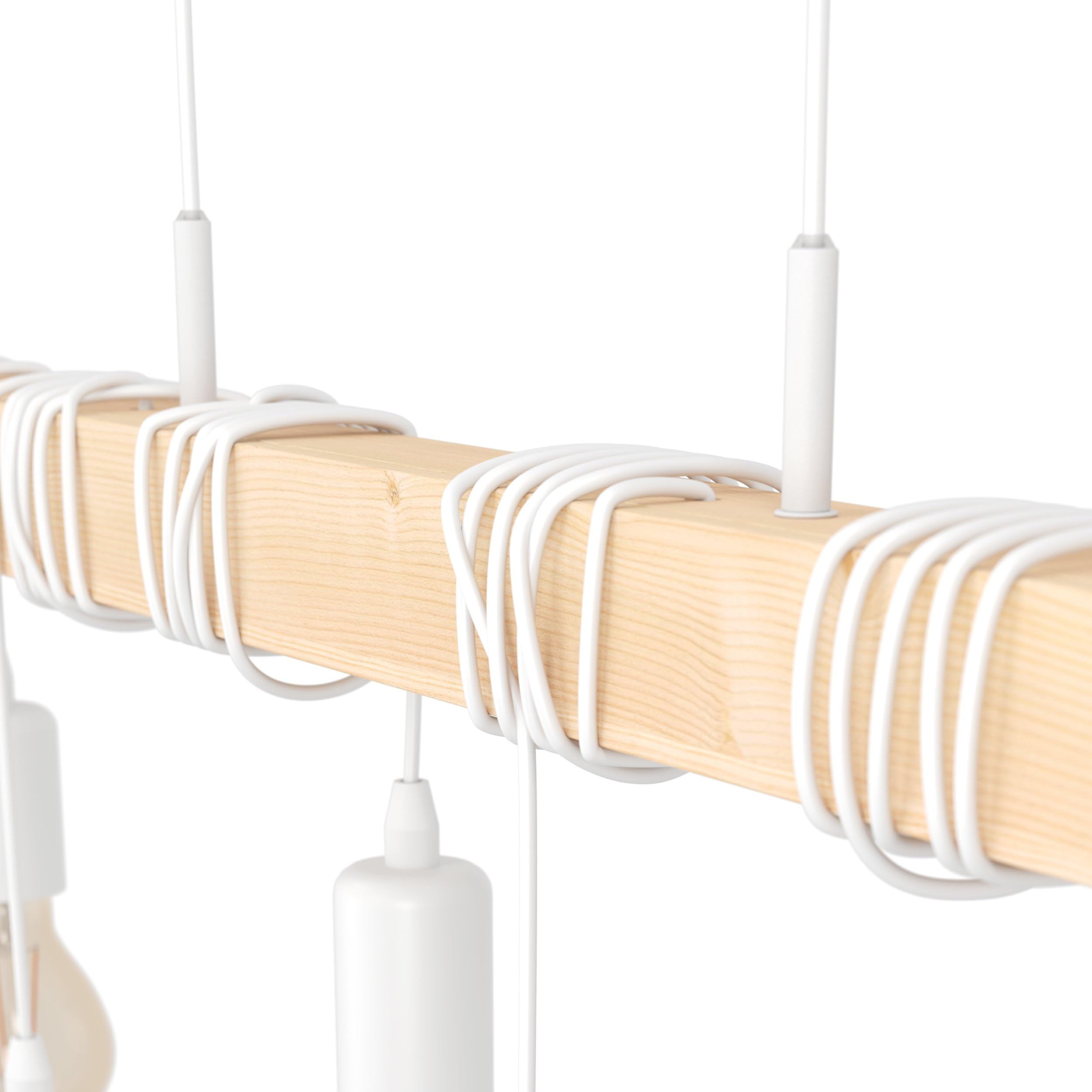 Eglo Suspension Townshend, lampe suspendue vintage à 6 flammes au design industriel, luminaire rétro en acier et bois, couleur : blanc, brun, douille : E27 | industriel, luminaire rétro en acier et bois, couleur : blanc, brun, douille : E27