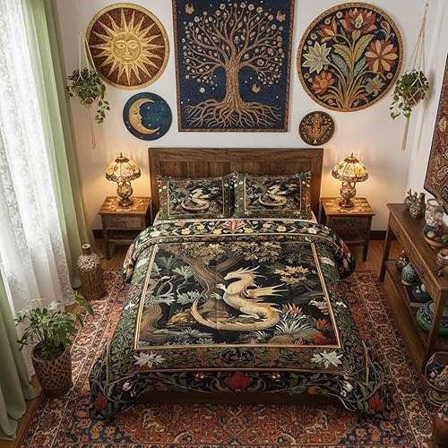 Miniatura 26 de Manfei Juego de ropa de cama Groovy de los años 70 para niños y niñas, juego de edredón retro con margaritas para todas las estaciones, tamaño