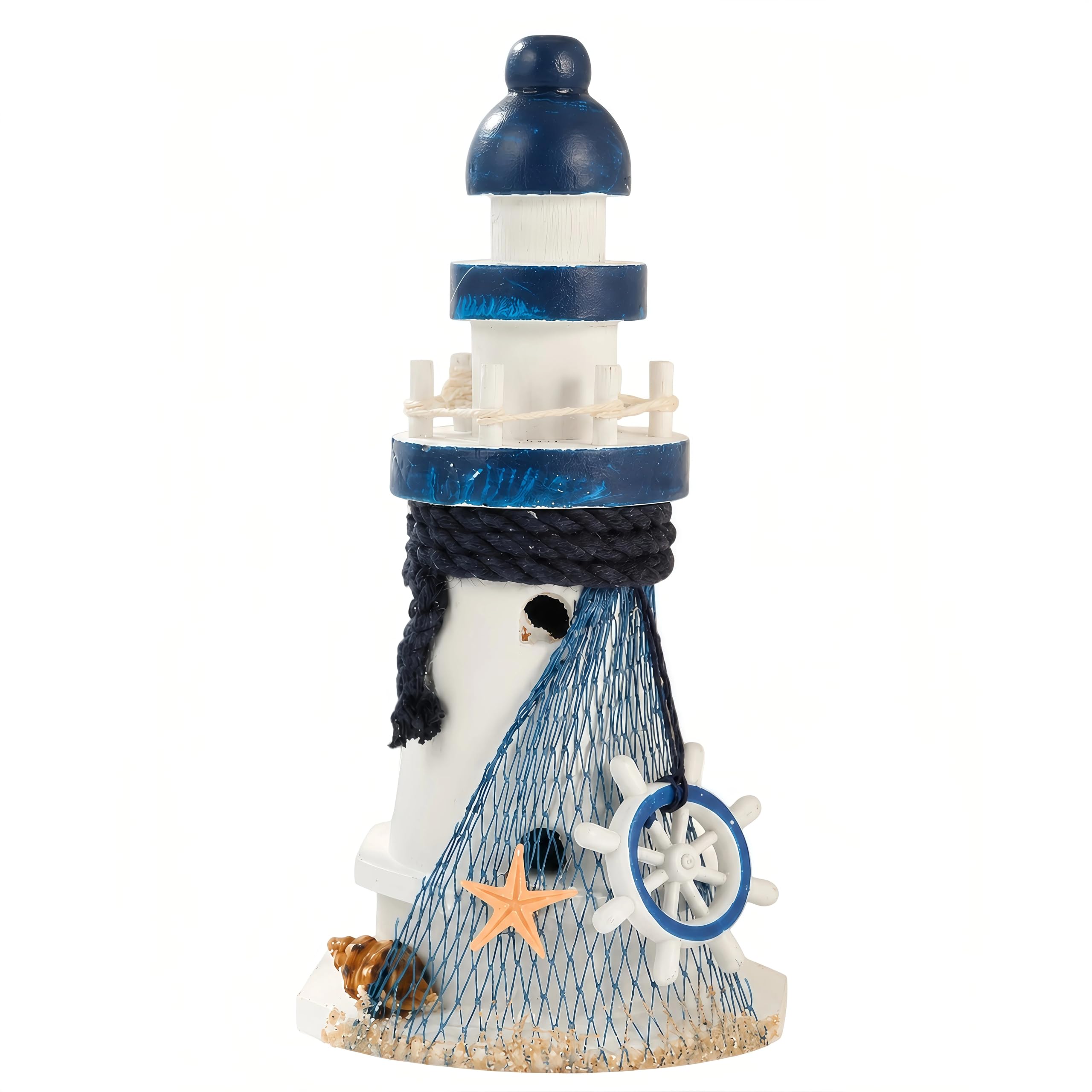 Phare miniature en bois Beavorty décoratif pour décoration marine