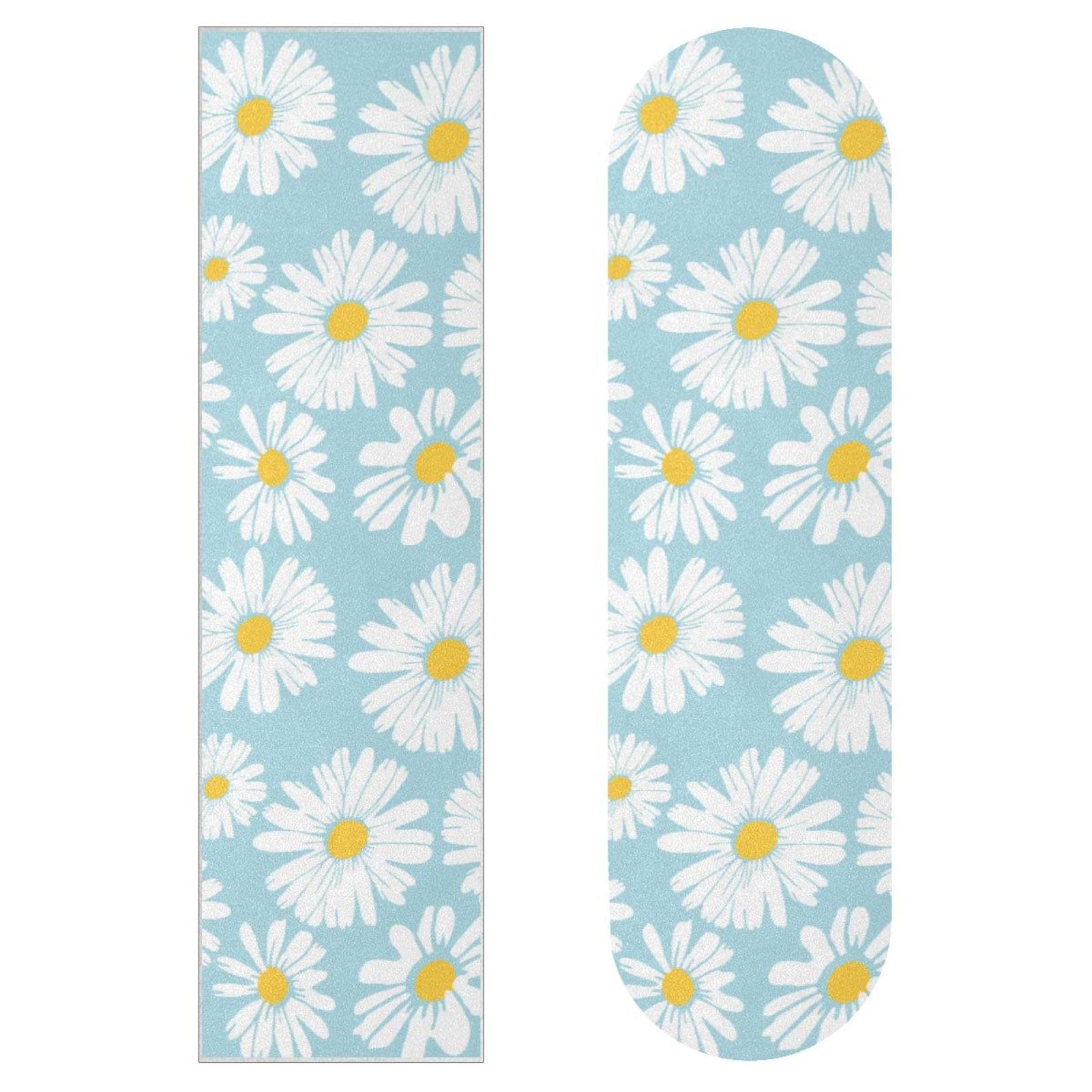 Daisy Floral Lot de 2 feuilles de papier abrasif pour skateboard Bleu