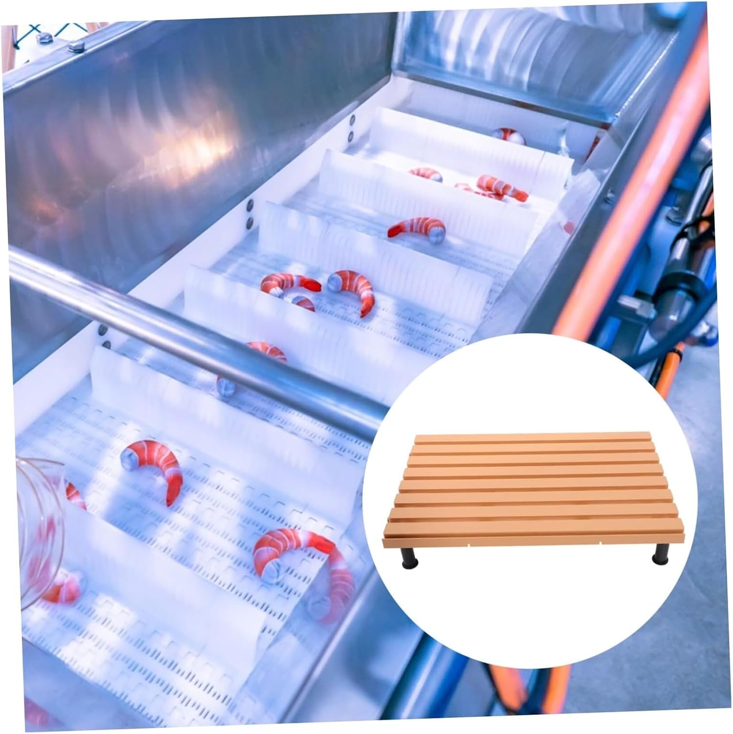 2 Pack Meat Display Pallets for Supermarket, Freezer Bottom Boards Vegetable Fruit Trays with Support Legs, 45x30cm Plastic Resin Wood(2)