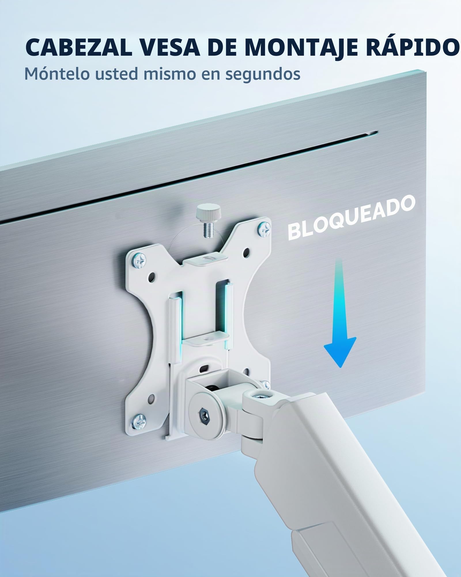 ARES WING Soporte de Monitor 17"-40" para Pantallas Planas y Curvas, Brazo de Monitor Altura Ajustable, Carga Máxima 12 kg, Compatible con VESA 75x75/100x100, Montaje de Escritorio Ergonómico