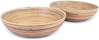 Vista 12 de LEXA Ensaladera de bambú hecha a mano de 12 pulgadas – Frutero de madera grande de 130 onzas para encimera de cocina, bambú natural