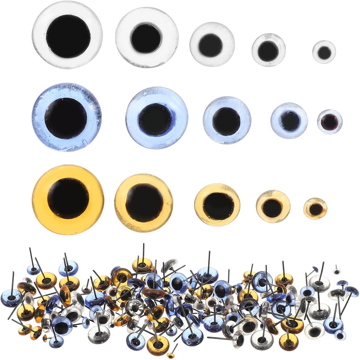 150pcs Glass Craft Eyes for Crochet Owls and Bears