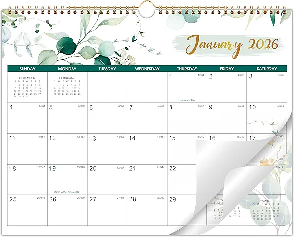 2026-2027 Wall Calendar - January 2026 - December 2027, Calendar 2026-2027, 14.8" x 11.4", 2026 Calendar with Large Blocks Space, Twin-Wire Binding, Hanging Hook, Perfect for School & Home