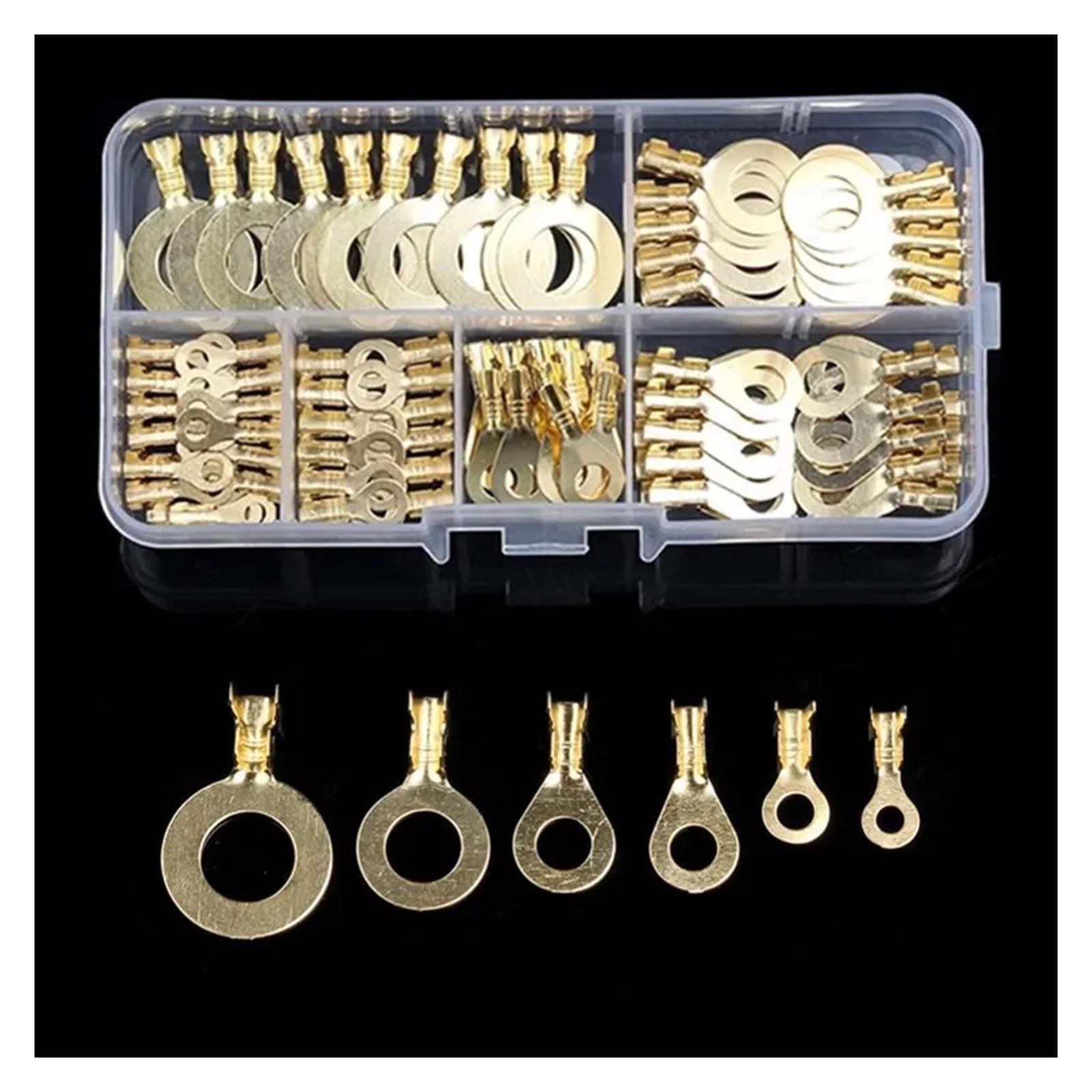 Bylsagwht One Color 150Pcs M3/M4/M5/M6/M8/M10 Ring Lugs Eyes Copper Crimp Terminals Cable Lug Wire Connector Non-Insulated Assortment Kit