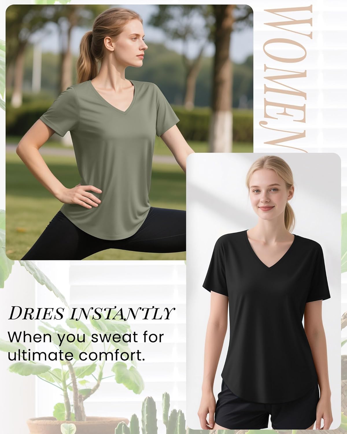 4 Pack Women's Short Sleeve Workout T Shirt Side Slits Curved Hem V Neck Breathable Exercise Tops Quick Dry UV Tee