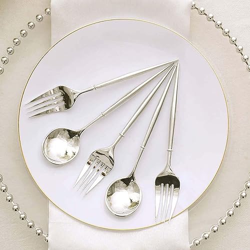 Vista 89 de Efavormart - Juego de cubiertos de plástico resistente de 8 pulgadas, cubiertos de plástico con mango rojo Dorado/Rojo