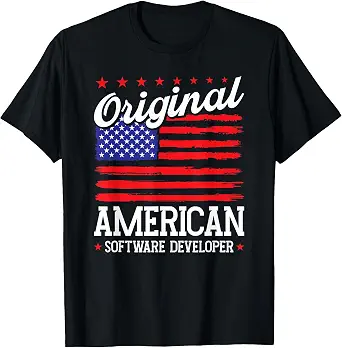 Patriotic US Flag American Software Developer T-Shirt