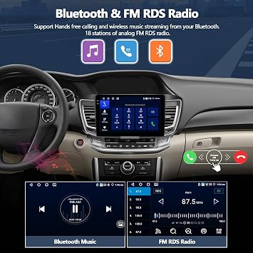 4GB+64GB Car Radio Stereo for Honda Accord 9th EX-L 2013 2014 2015 (with Knob on OEM Screen) 10 Inch in-Cell 1280 * 720 Touch Screen Head Unit with CarPlay Android Auto GPS Bluetooth FM Backup Camera