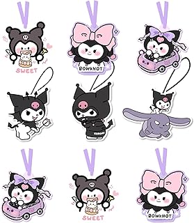 9 Pack Kuro Mi Car Air Fresheners Funny Hanging Air Fresheners Car Fresheners for Men Long Lasting Cute Car Mirror Fresheners Scented Hanging Accessories (KUROMI)
