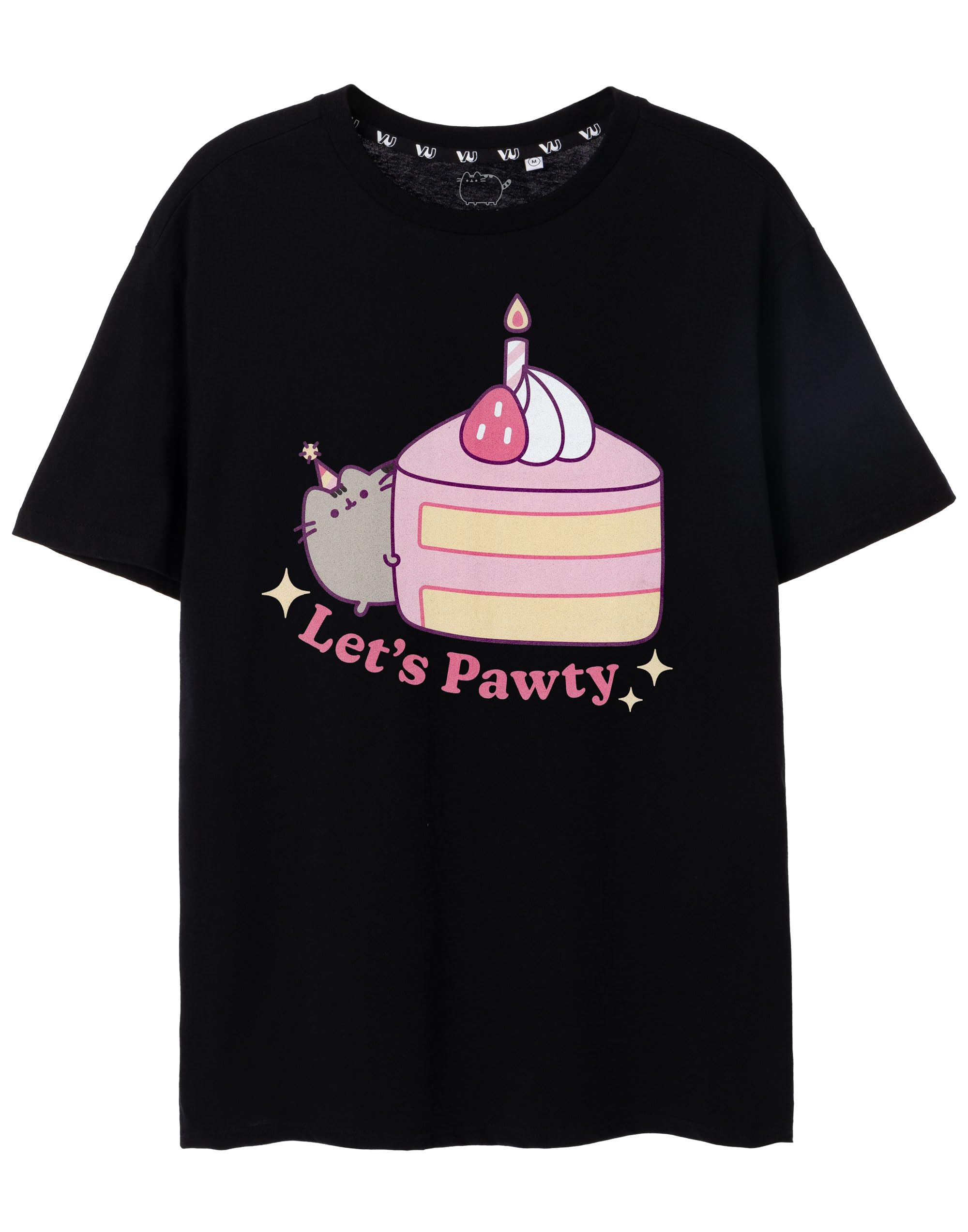 Vanilla Underground Women's Black Pusheen Let's Pawty Short Sleeved T-Shirt - XX-Large
