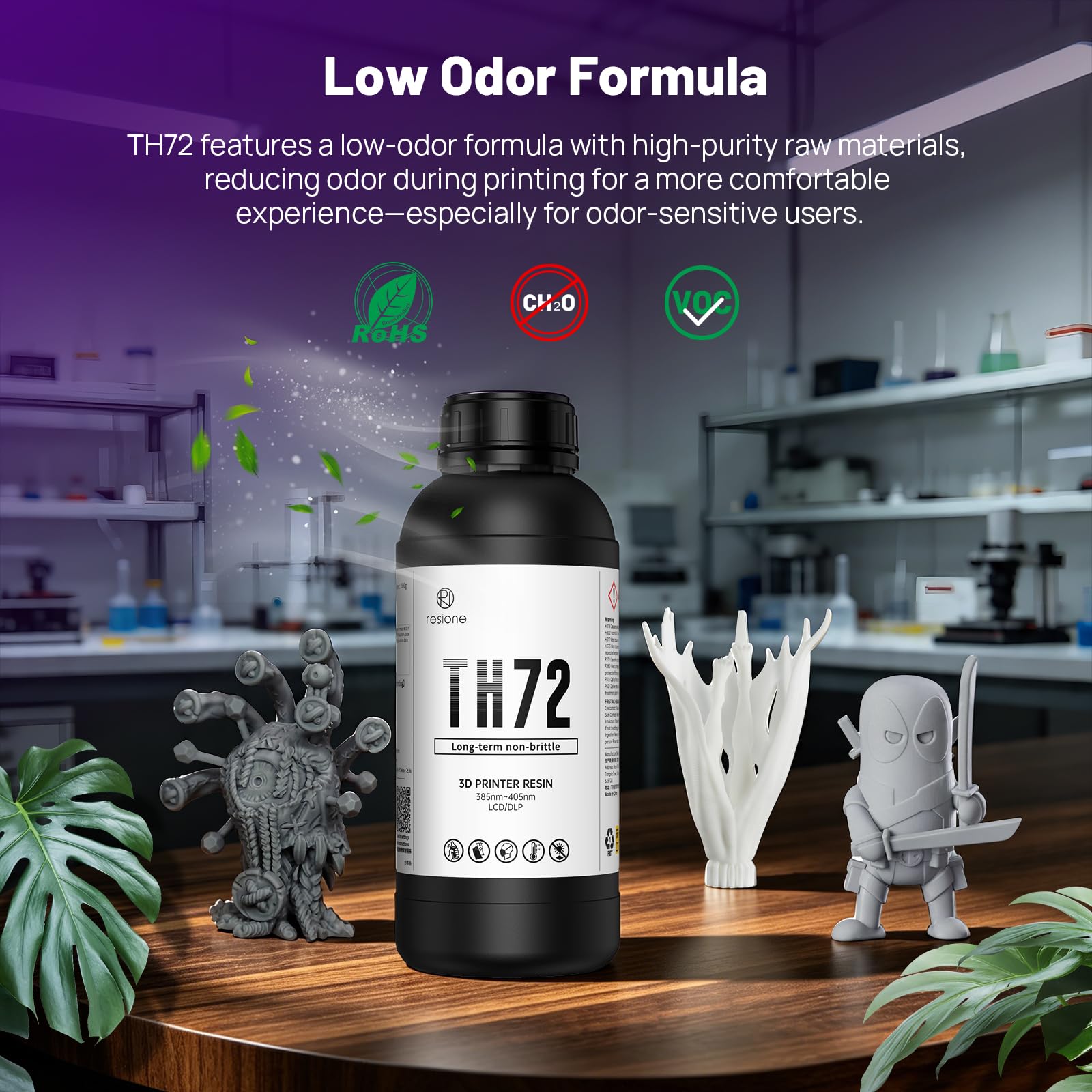 RESIONE Resina 3D Flexible y Resistente - TH72 Resina Impresora 3D con Dureza Duradera y Alta Resistencia a Impactos - Resina de Baja Absorción de Agua para Figuras Detalladas Blanca 1KG