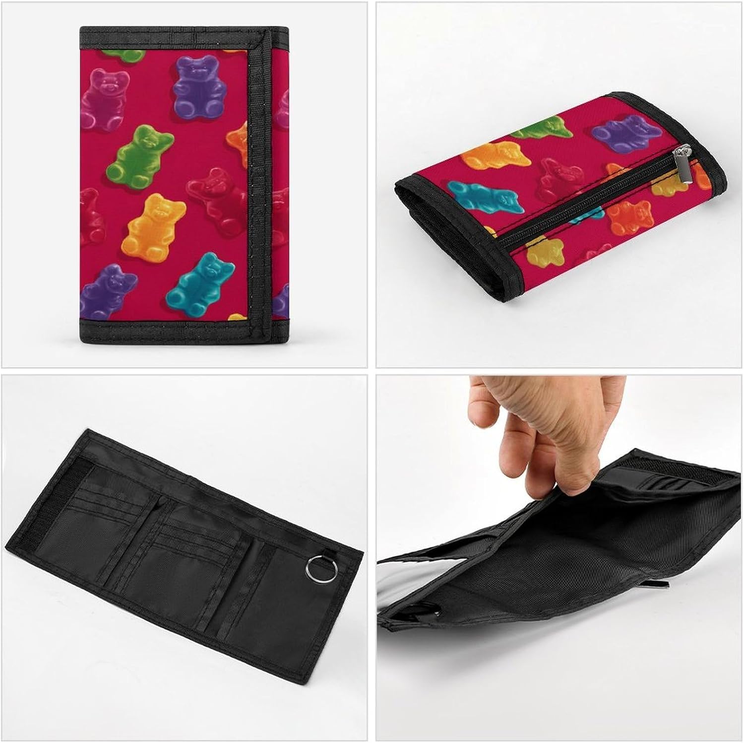 Gummy And Bear Candy Trifold Slim Wallet Front Pocket With Money Clip And ID Credit Card Slots For Travel Work