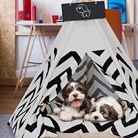 Maycoly Tipi Sátor Kisállatoknak - Fekete-Fehér Csíkos Kutyaház Macskabúvóhely 60x60x70 cm Kétoldalú Mosható Párnával 6