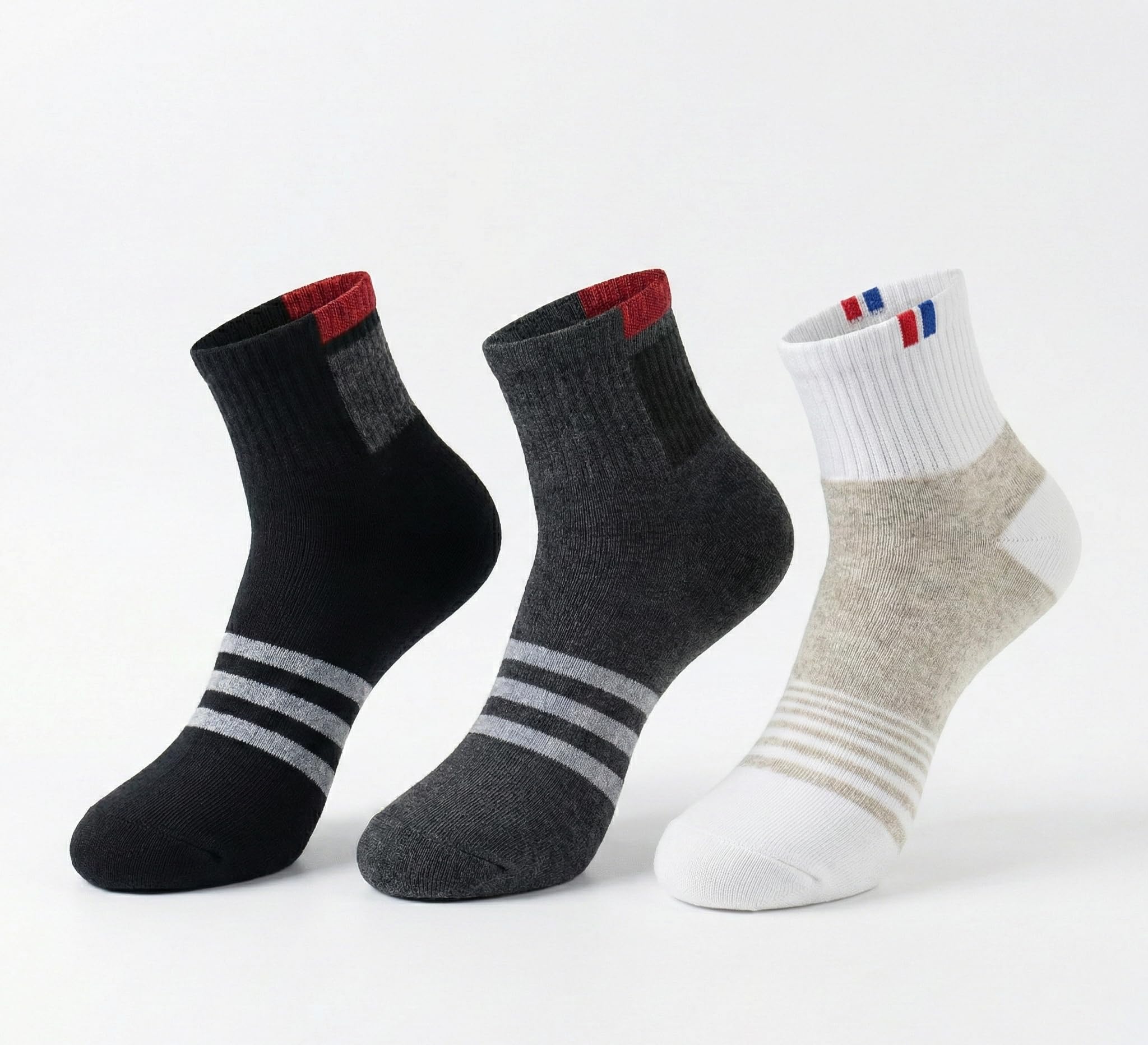 rizzq Ankle Length Socks for Men & Women Cotton Pack of 3 Pairs – Sports, Gym, Running, Casual, Office Wear Socks (Black/Grey/White)-picture-53