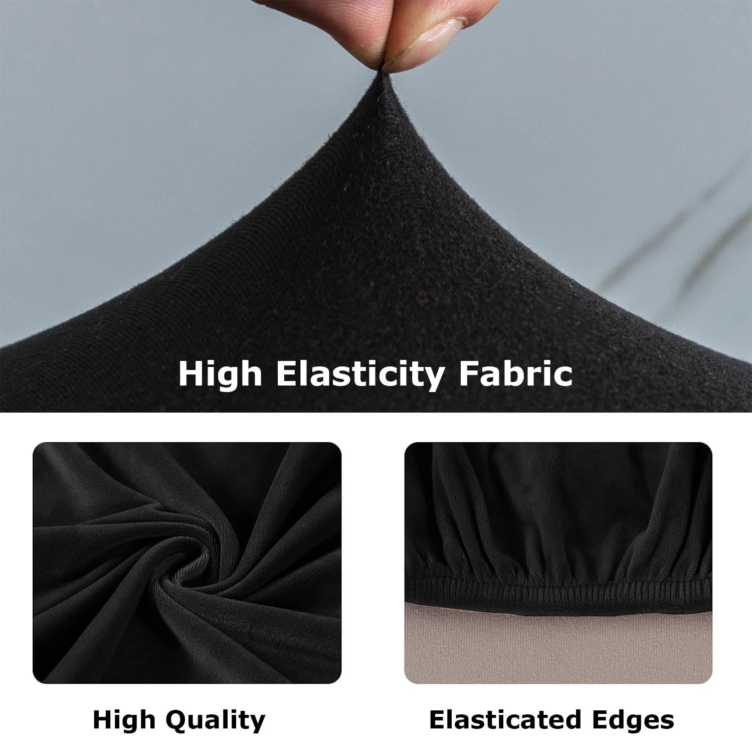 JOYOLA Lot De 4 Housses Tabouret De Bar Rond – Noir Élastique, Protection Coussin Lavable, Diamètre 28-38 Cm, Idéal Cuisine, Bar, Salle à Manger