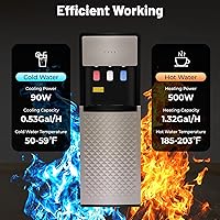 Vista 2 de Dispensador de agua de carga inferior, enfriador de agua con 3 ajustes de temperatura, dispensador de agua para botella de 5 galones, enfriador
