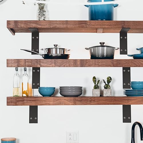 Miniatura 19 de YUMORE Soporte de estante resistente de 6 x 4 x 2 pulgadas, 1/5 pulgadas, soportes sólidos en L de acero inoxidable para encimera, soportes