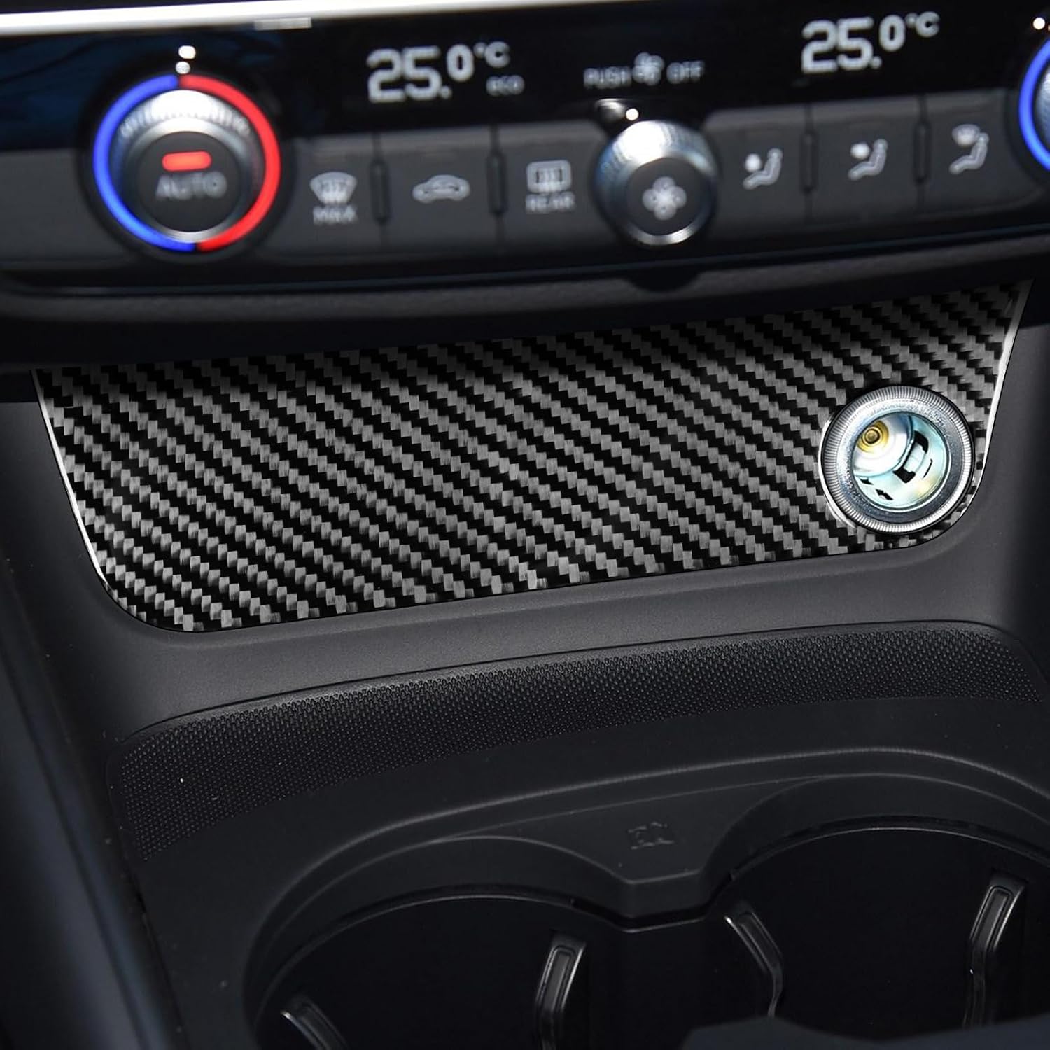 Real Premium Carbon Fiber Decor Compatible with Audi A3 S3 RS3 8V 2013 2014 2015 2016 2017 2018 2019 Car Center Console Power Outlet Sticker Panel Auto Interior Accessories Decal Black