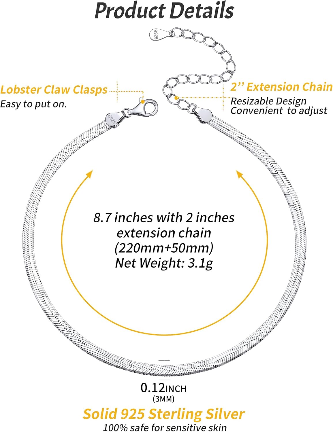 ChicSilver 925 Sterling Silver Ankle Bracelet for Women Summer Jewelry