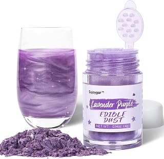 Lavender Purple Edible Glitter for Drinks, Food Grade 4 Grams, Sujoygar Shimmer Purple Luster Dust Edible Glitter for Cake Decorating, Cupcakes, Cocktails, Baking, Strawberries